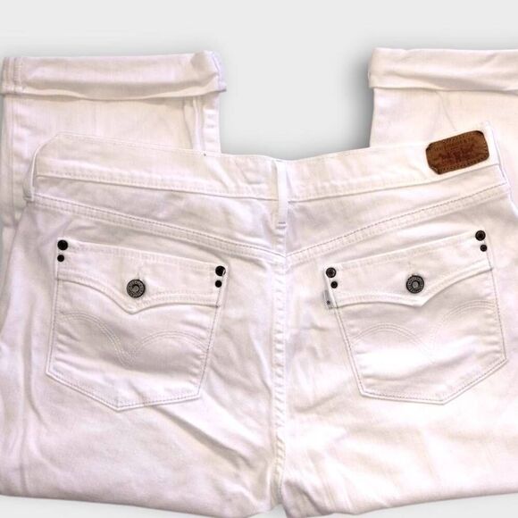 Levis Jeans Womens Size 14 White Capri Mid Rise Pant Stretch Classicore Western - Picture 2 of 10